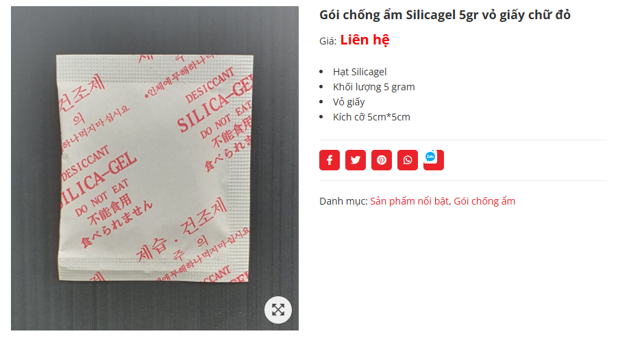 Túi chống ẩm Silicagel của công ty SUN GEL VINA